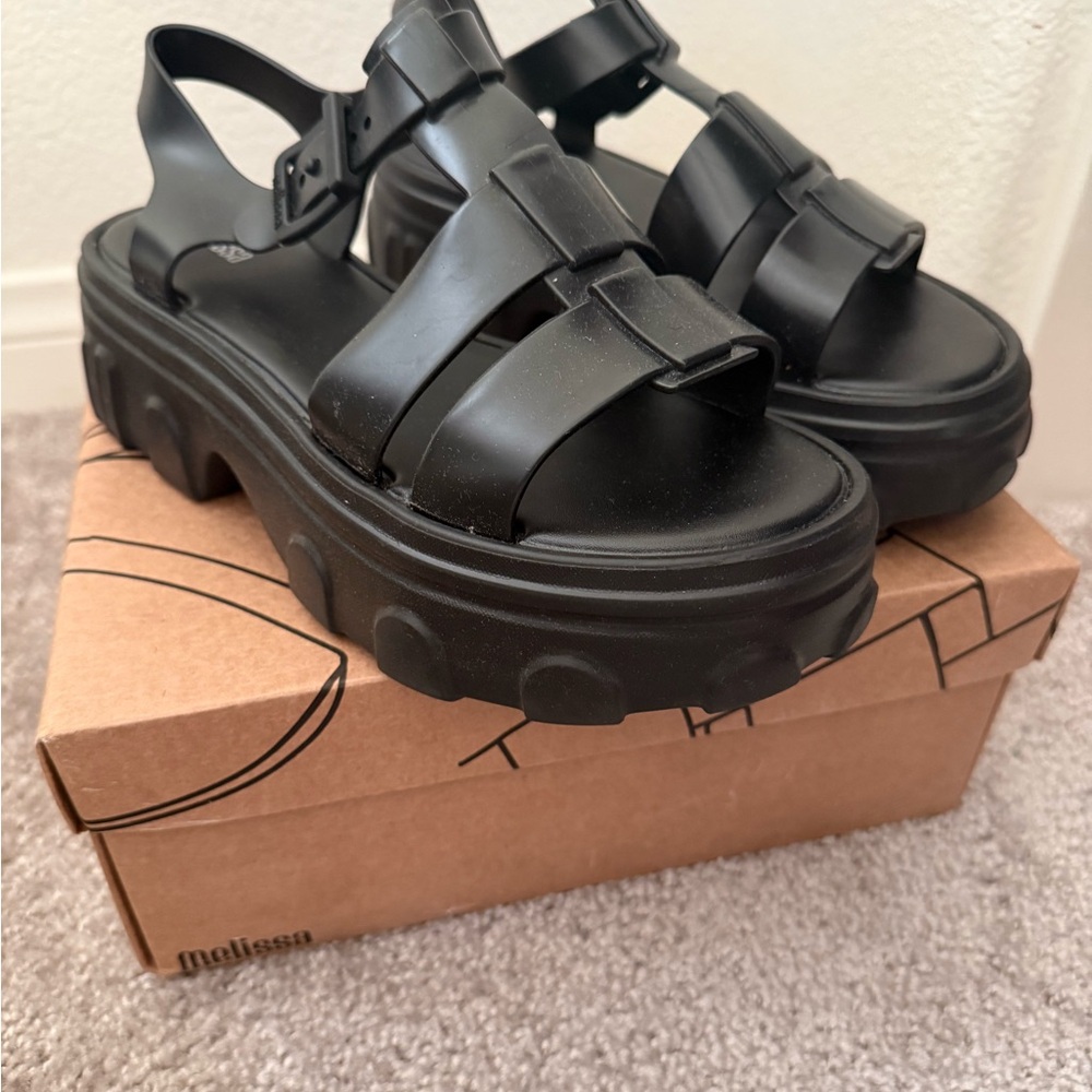Melissa Chunky Black Sandals | Ella